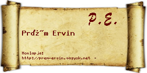 Prém Ervin névjegykártya
